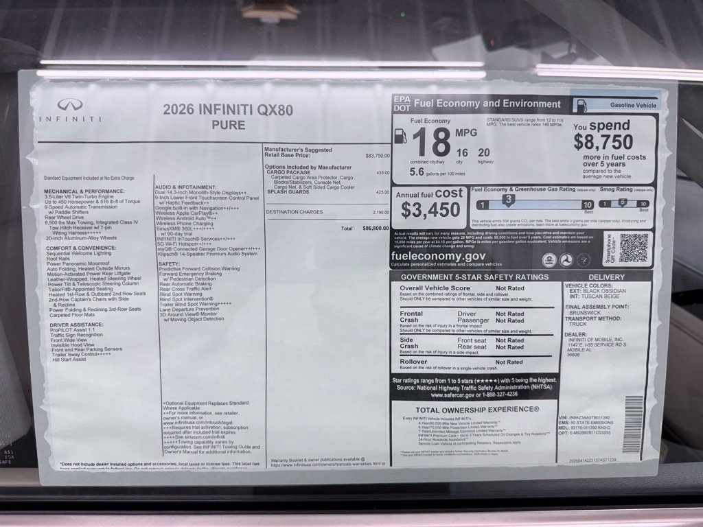 Used 2026 INFINITI QX80 Pure w/ Cargo Package RWD image 48