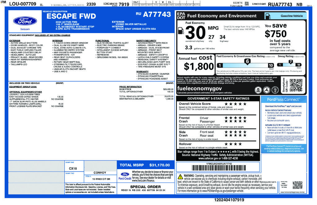 Certified 2024 Ford Escape Active FWD image 32