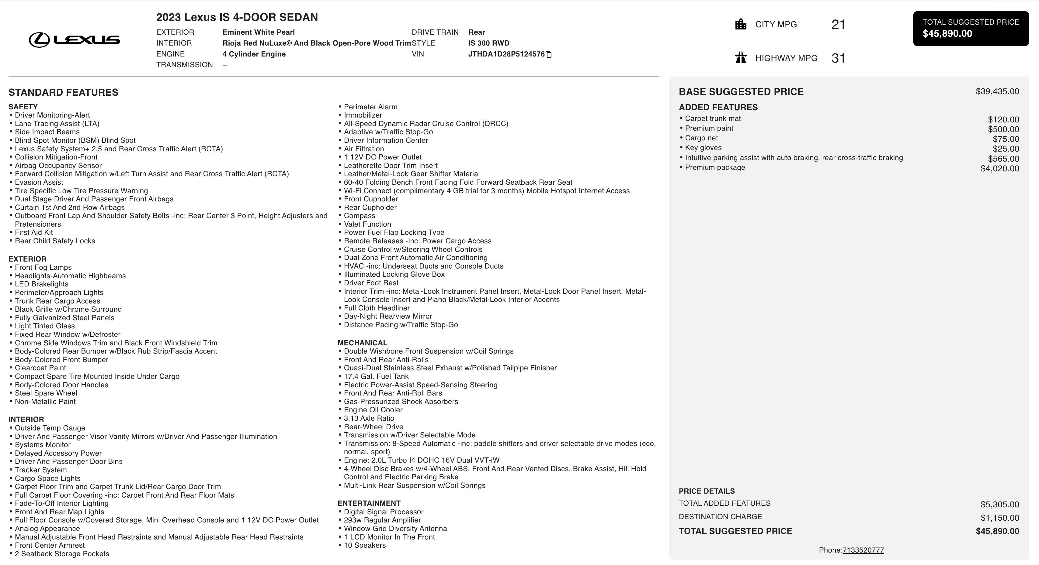 Used 2023 Lexus IS 300 w/ Premium Package image 4