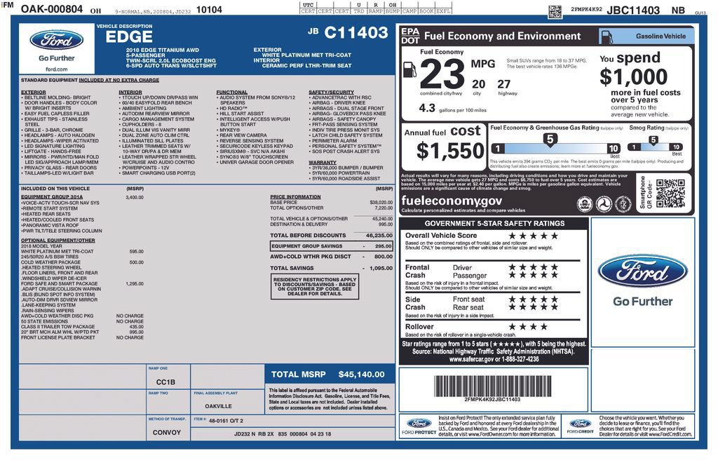 Used 2018 Ford Edge Titanium w/ Equipment Group 301A AWD/4WD image 31