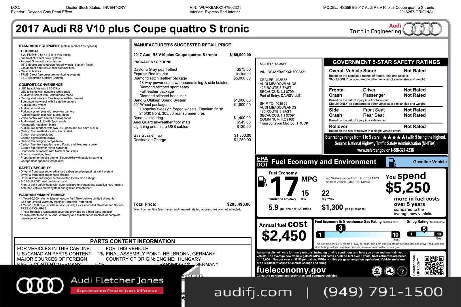 Used 2017 Audi R8 V10 plus image 2