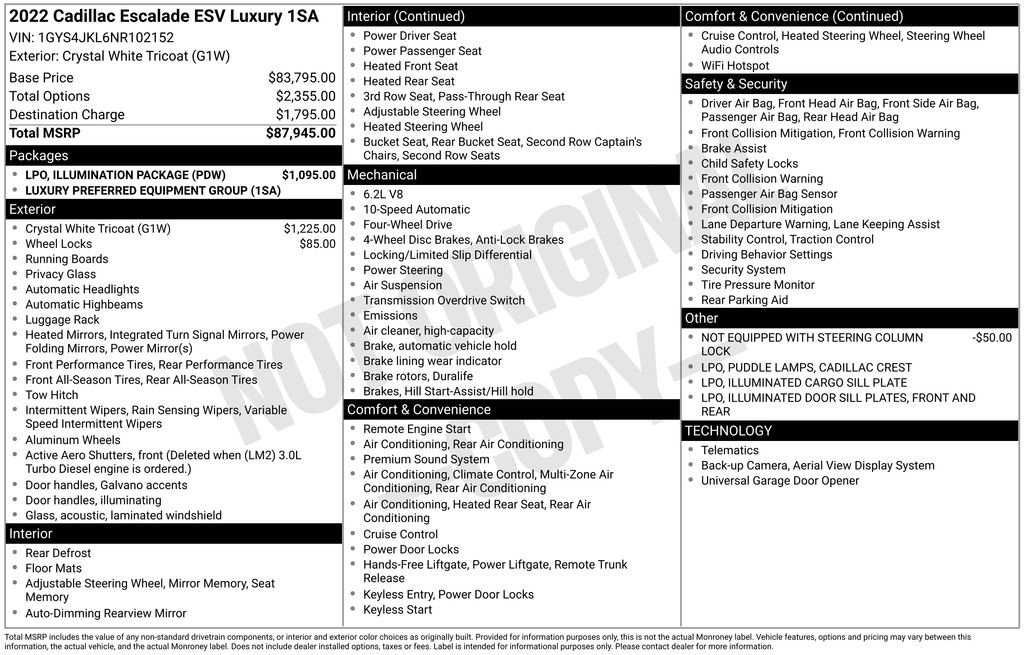 Certified 2022 Cadillac Escalade ESV Luxury w/ LPO, Illumination Package AWD/4WD image 60