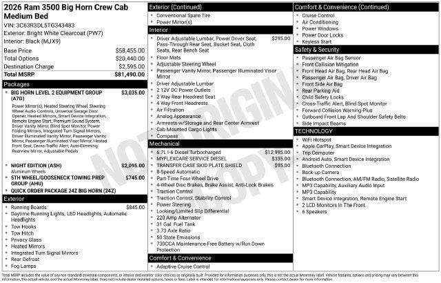 New 2026 RAM 3500 Big Horn AWD/4WD image 40
