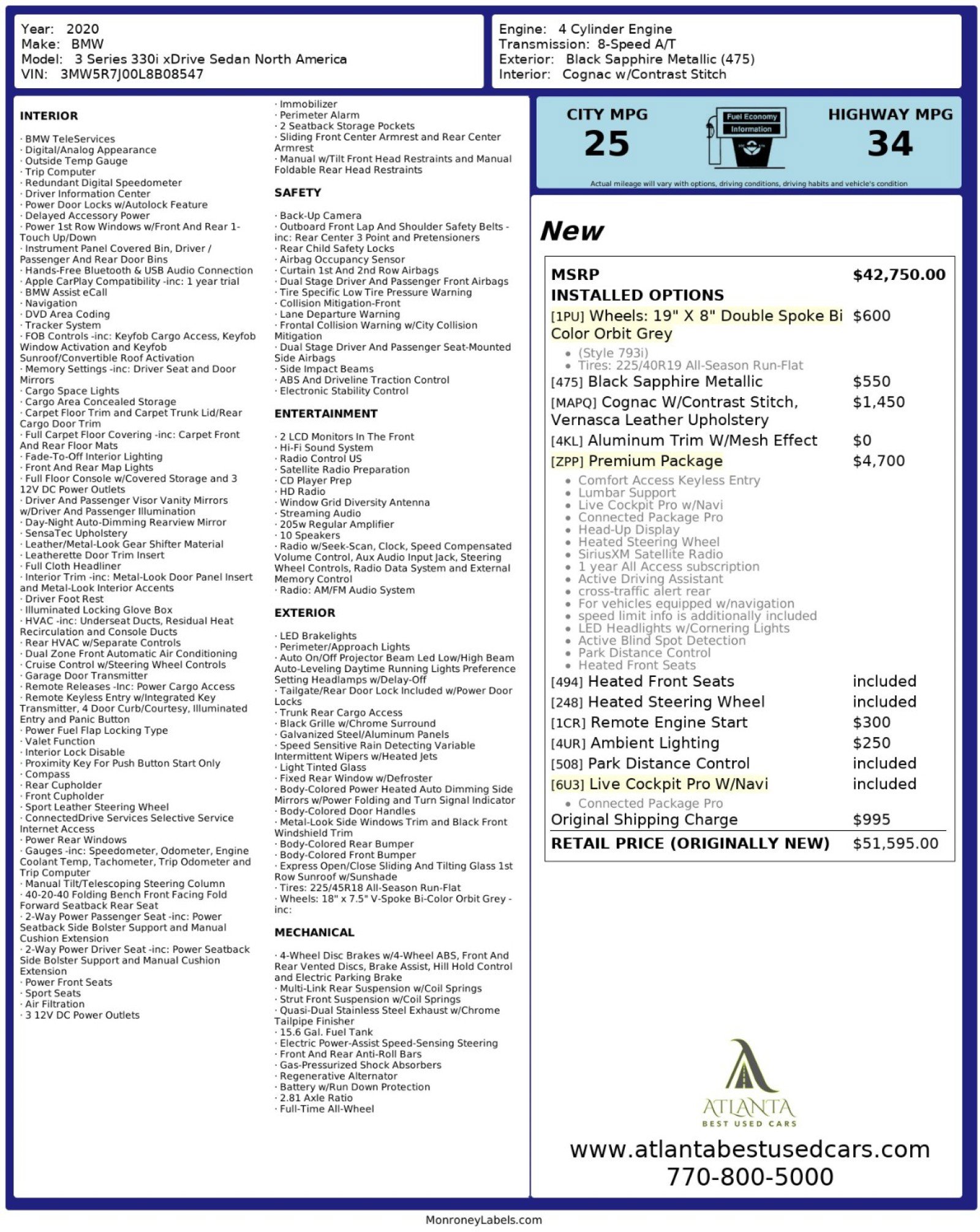 Used 2020 BMW 330i xDrive Sedan w/ Premium Package image 49