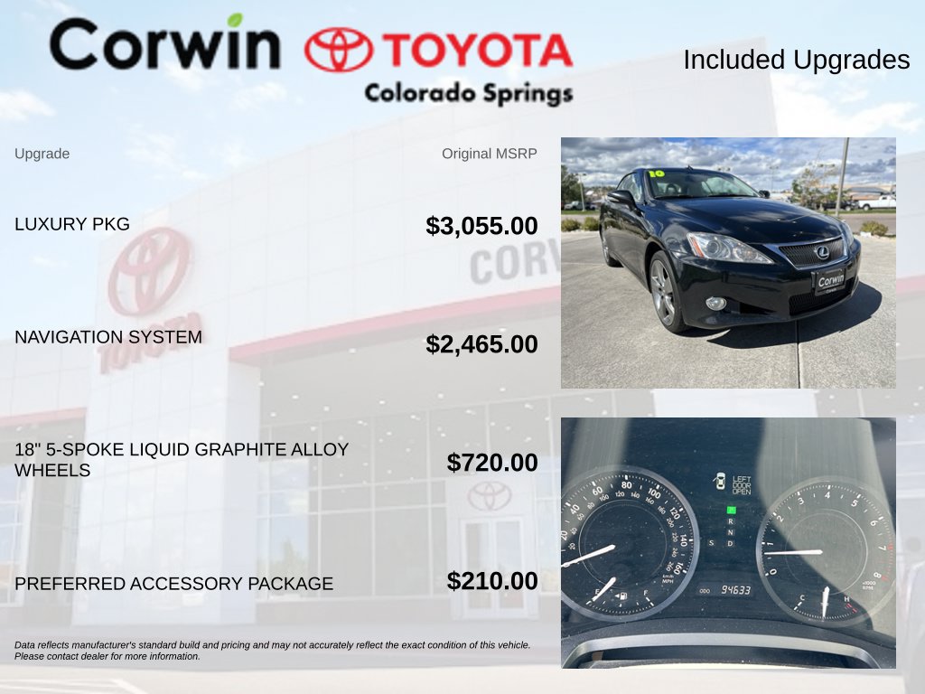 Used 2010 Lexus IS 350C w/ Luxury Pkg RWD image 4