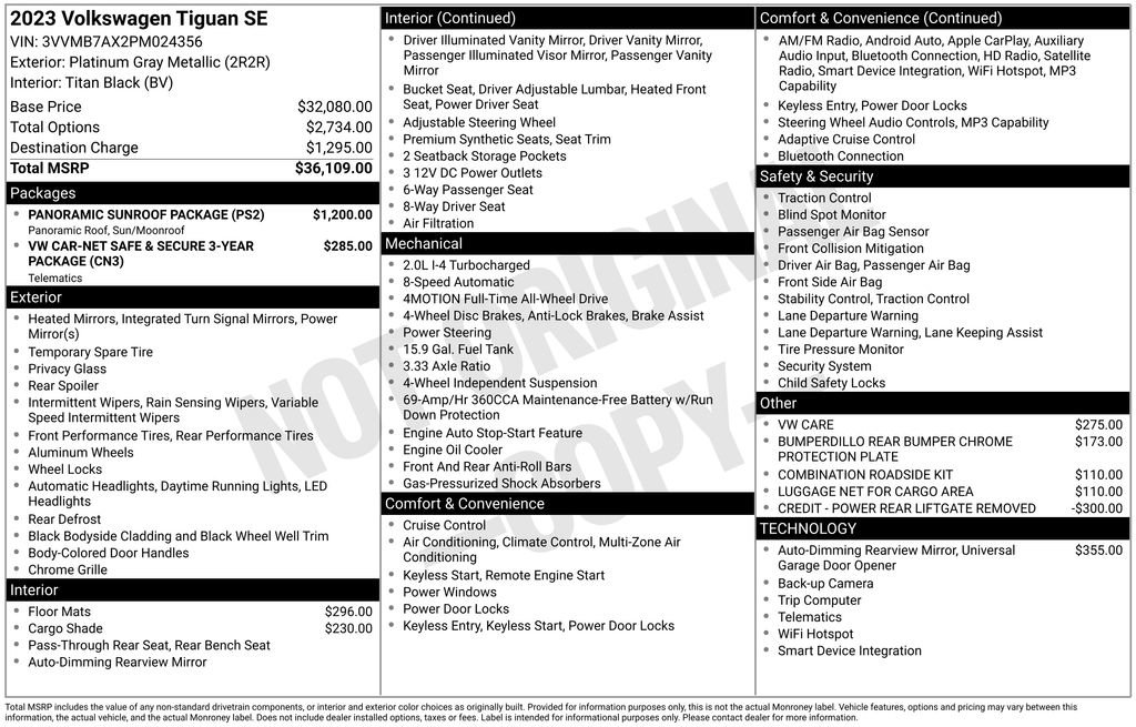Certified 2023 Volkswagen Tiguan SE w/ Panoramic Sunroof Package AWD/4WD image 17