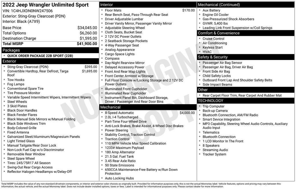 Used 2022 Jeep Wrangler Unlimited Sport AWD/4WD image 38
