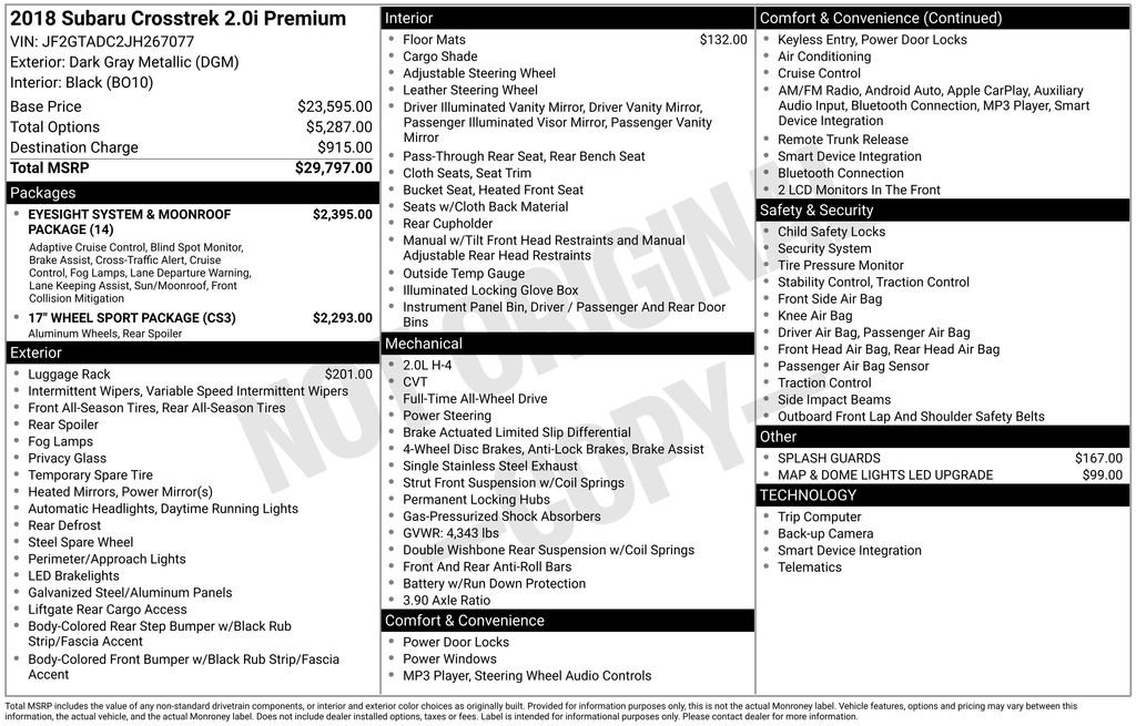 Used 2018 Subaru Crosstrek 2.0i Premium image 27