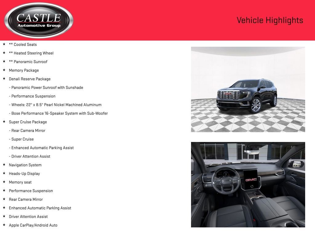 New 2025 GMC Acadia Denali w/ Super Cruise Package AWD/4WD image 4