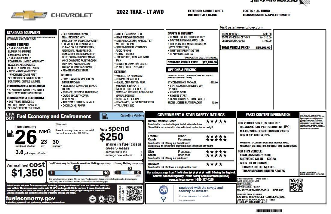 Used 2022 Chevrolet Trax LT w/ LT Convenience Package AWD/4WD image 6
