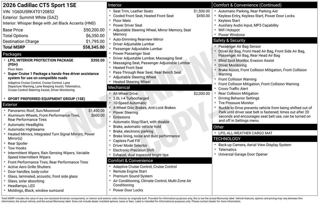 New 2026 Cadillac CT5 Sport AWD/4WD image 4