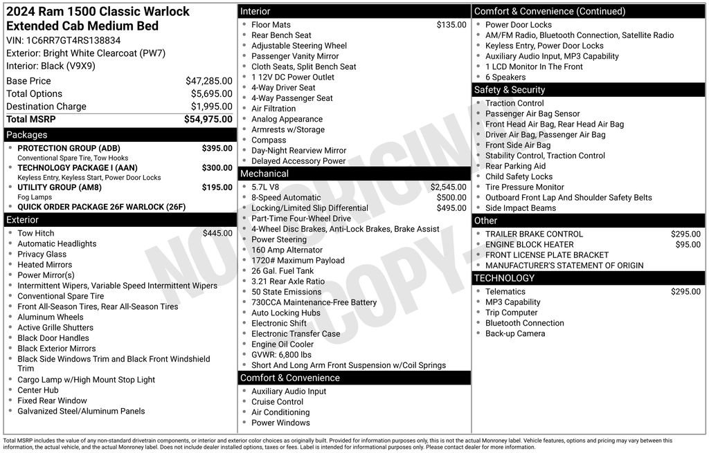 Used 2024 RAM 1500 Classic Warlock w/ Protection Group AWD/4WD image 39