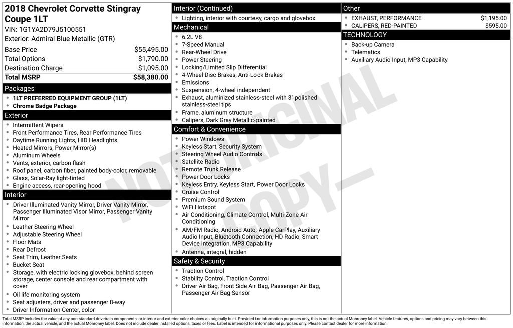 Used 2018 Chevrolet Corvette Stingray Coupe w/ 1LT image 6