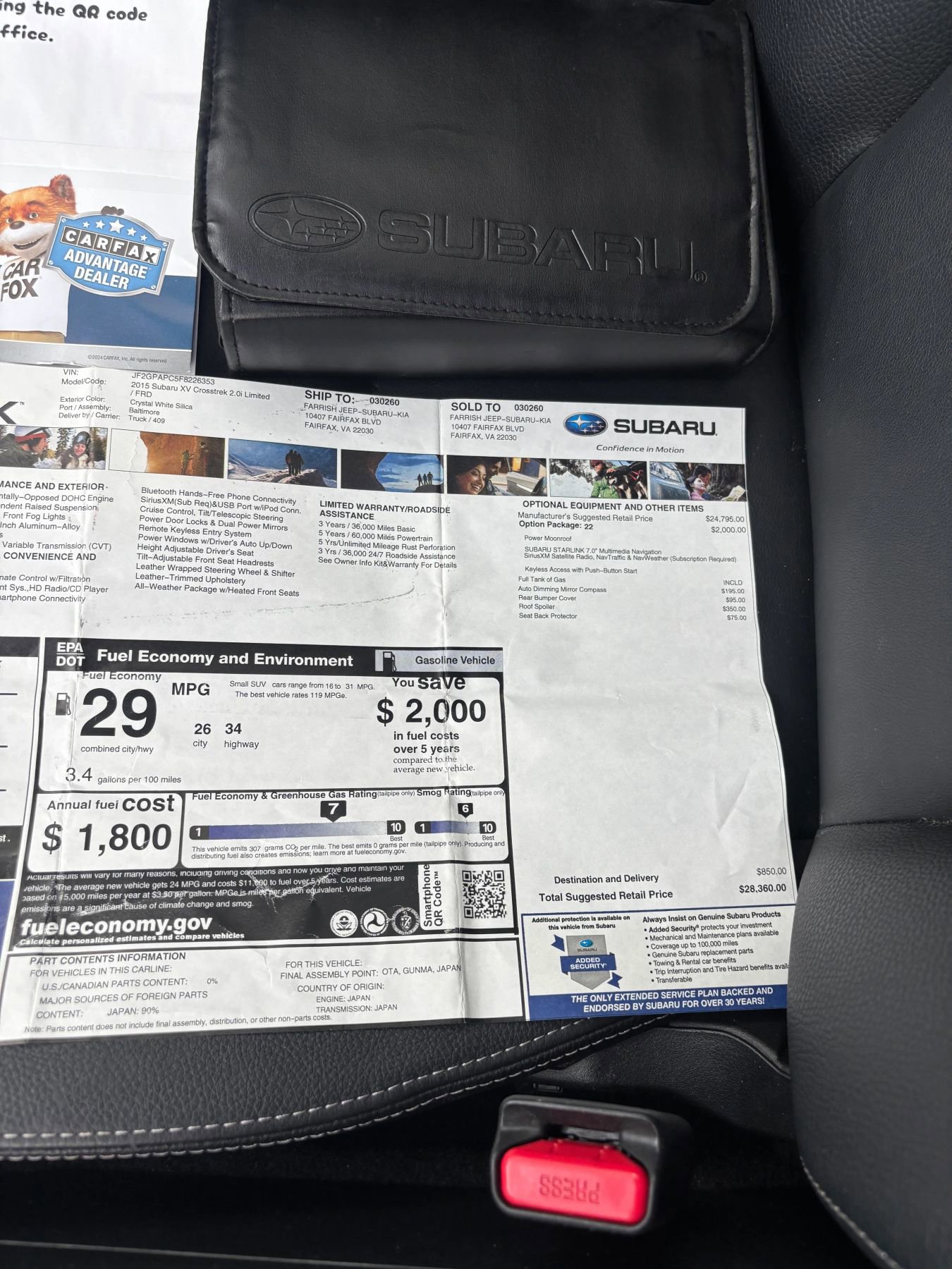Used 2015 Subaru Crosstrek 2.0i Limited AWD/4WD image 28
