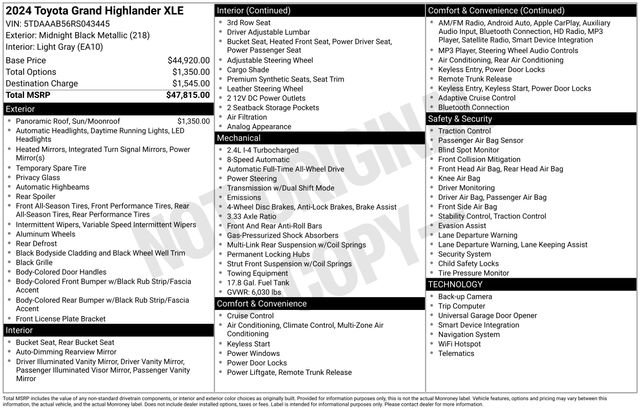 Used 2024 Toyota Grand Highlander XLE image 3