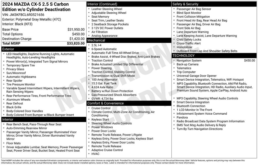 Certified 2024 MAZDA CX-5 Carbon Edition AWD/4WD image 38