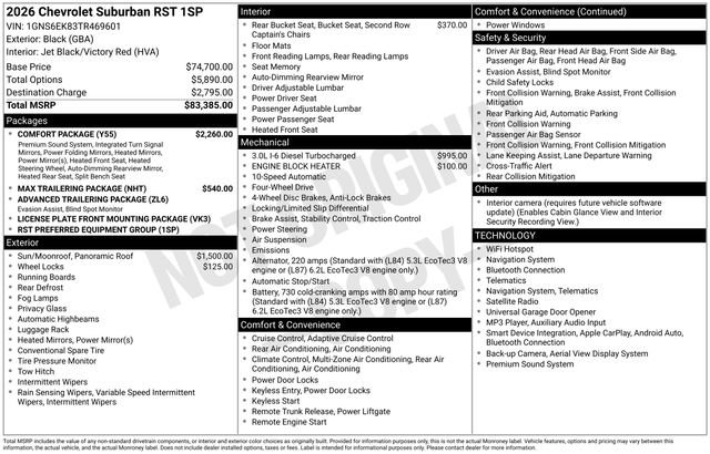 New 2026 Chevrolet Suburban RST w/ Comfort Package AWD/4WD image 6