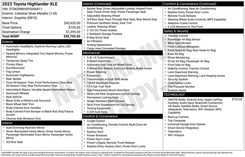 Used 2023 Toyota Highlander XLE AWD/4WD image 6