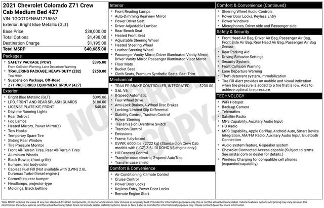 Used 2021 Chevrolet Colorado Z71 w/ Safety Package AWD/4WD image 5