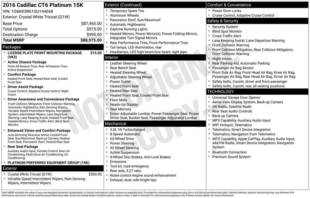 Used 2016 Cadillac CT6 Platinum AWD/4WD image 6