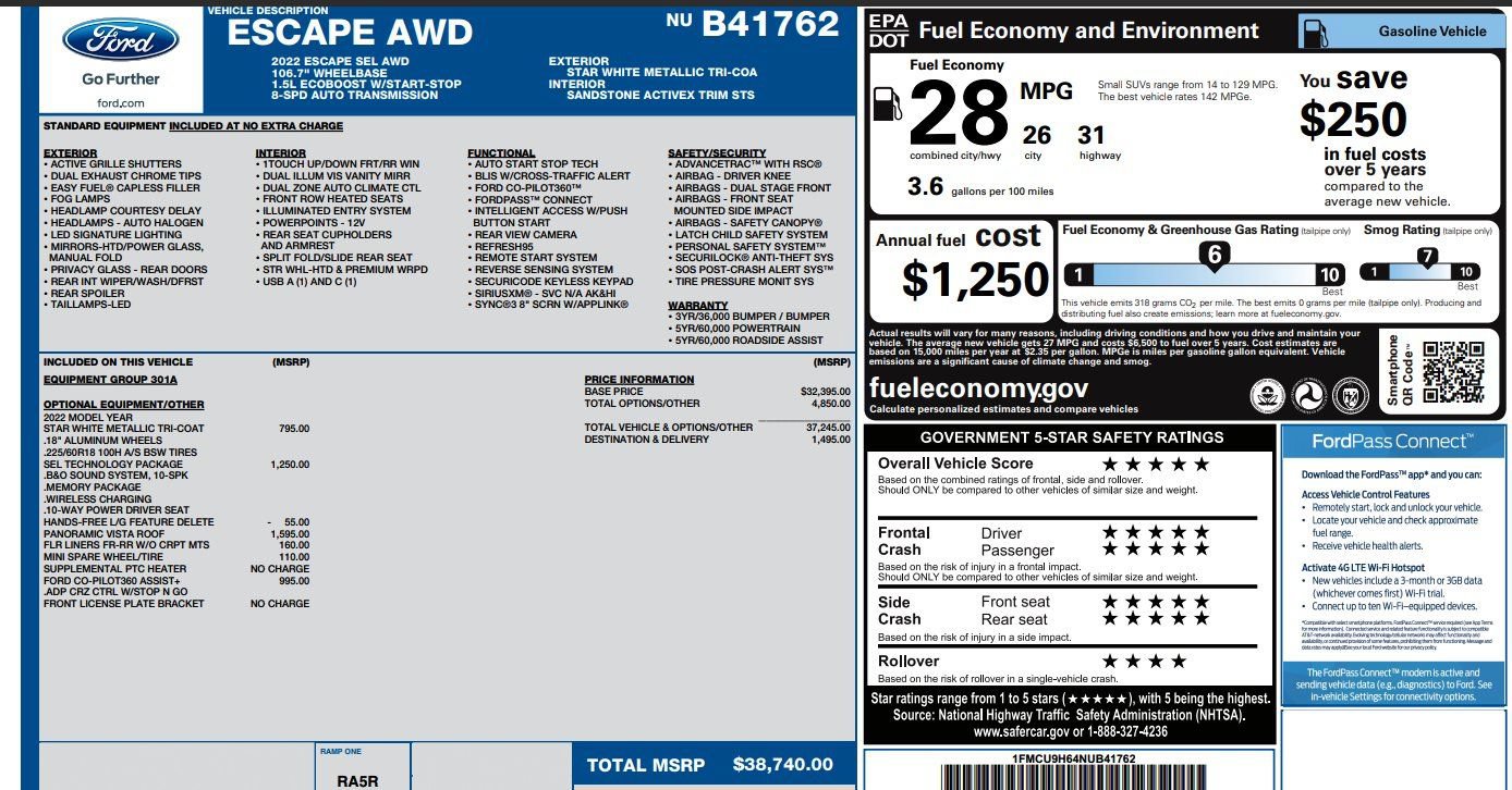 Used 2022 Ford Escape SEL w/ Technology Package AWD/4WD image 9