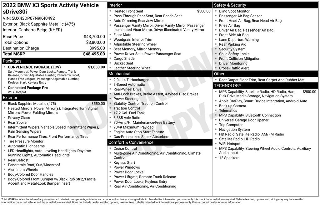 Used 2022 BMW X3 sDrive30i w/ Convenience Package RWD image 15