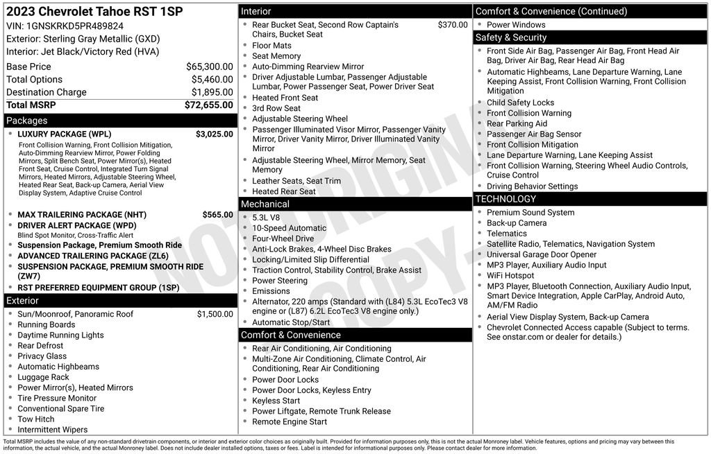 Used 2023 Chevrolet Tahoe RST w/ Luxury Package AWD/4WD image 3