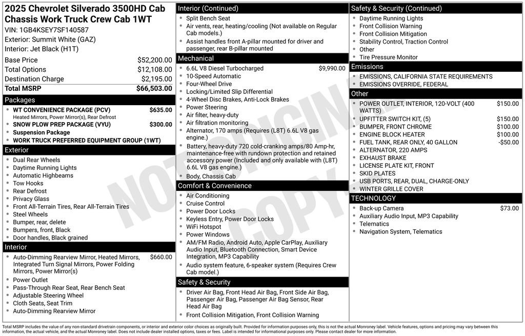 New 2025 Chevrolet Silverado 3500 W/T w/ WT Convenience Package image 2