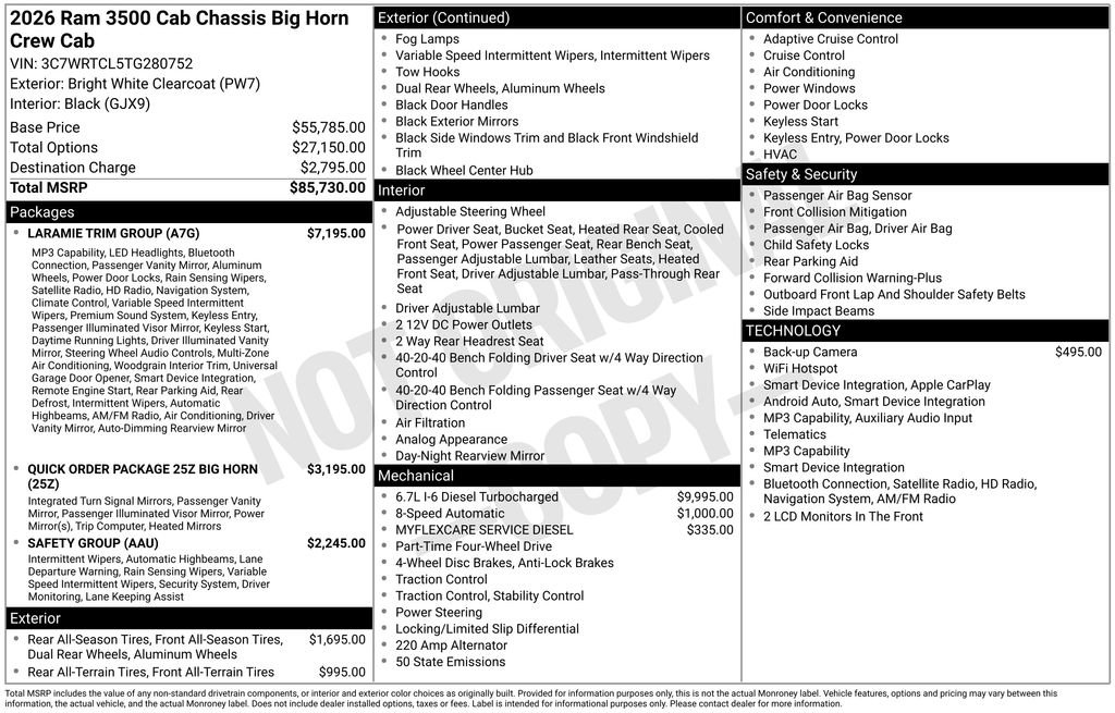 New 2026 RAM 3500 Big Horn w/ Laramie Trim Package AWD/4WD image 32