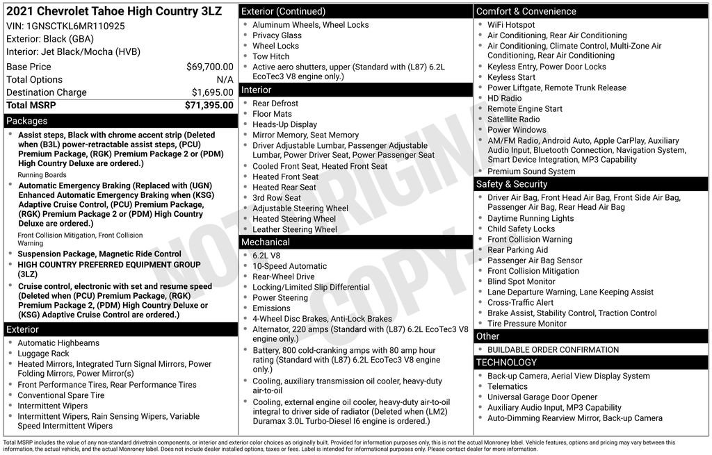 Used 2021 Chevrolet Tahoe High Country image 2