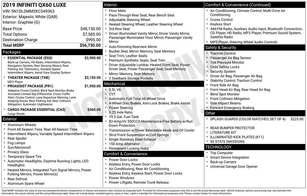 Used 2019 INFINITI QX60 Luxe w/ Essential Package image 42