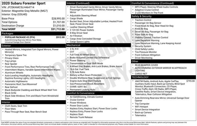 Used 2020 Subaru Forester Sport w/ Popular Package #2 image 30