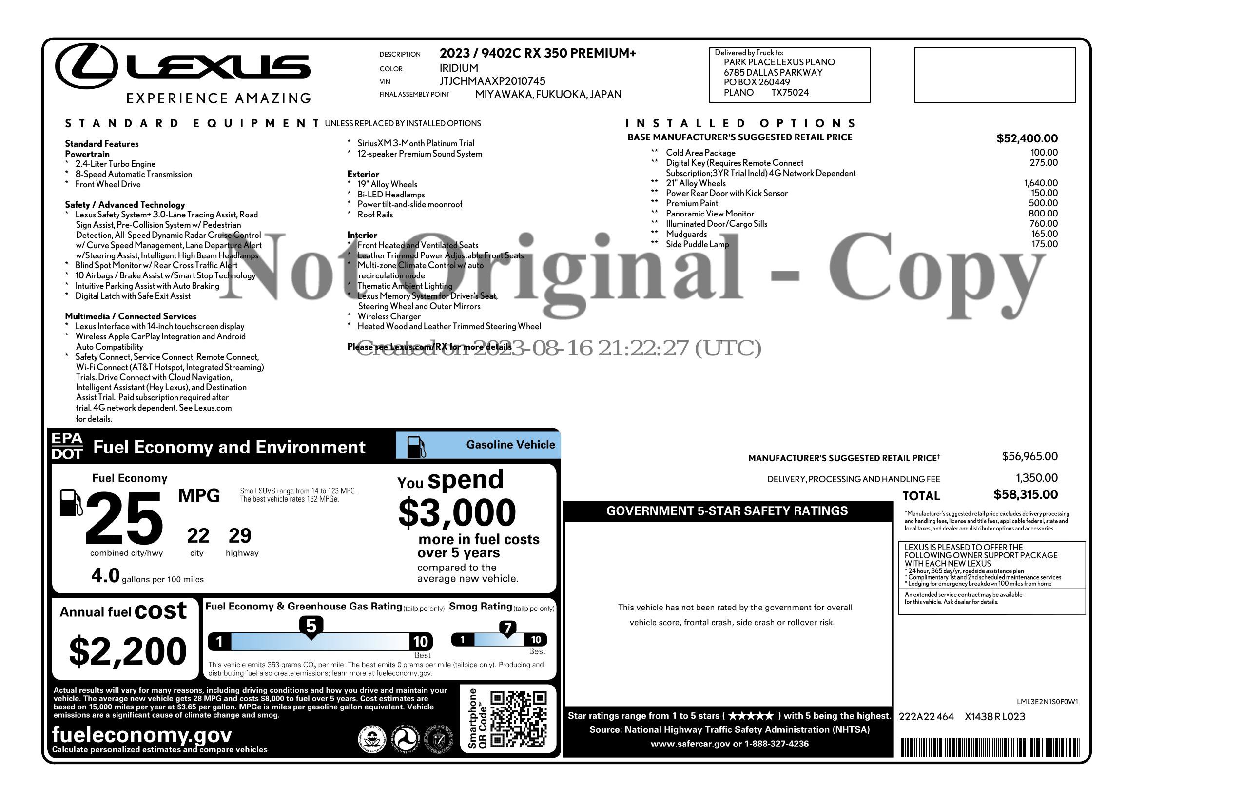 Used 2023 Lexus RX 350 Premium Plus w/ Accessory Package (K3) FWD image 3
