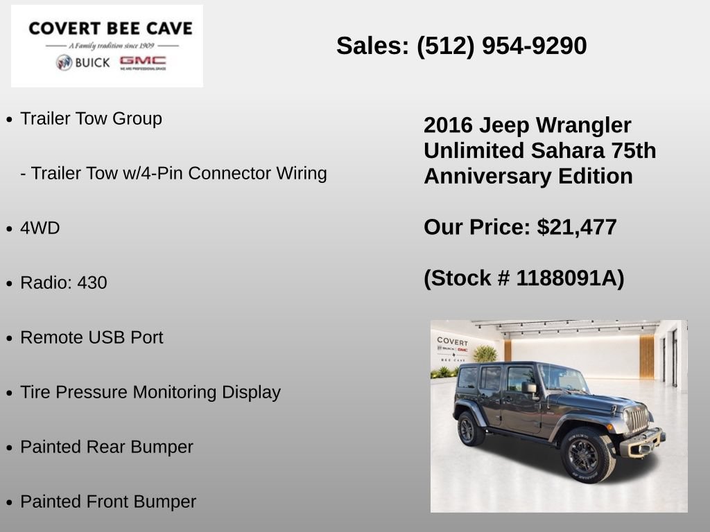 Used 2016 Jeep Wrangler Unlimited Sahara AWD/4WD image 31
