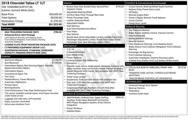 Used 2018 Chevrolet Tahoe LT w/ Max Trailering Package image 6