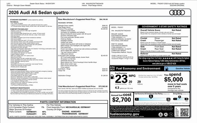 New 2026 Audi A6 Premium Plus image 31
