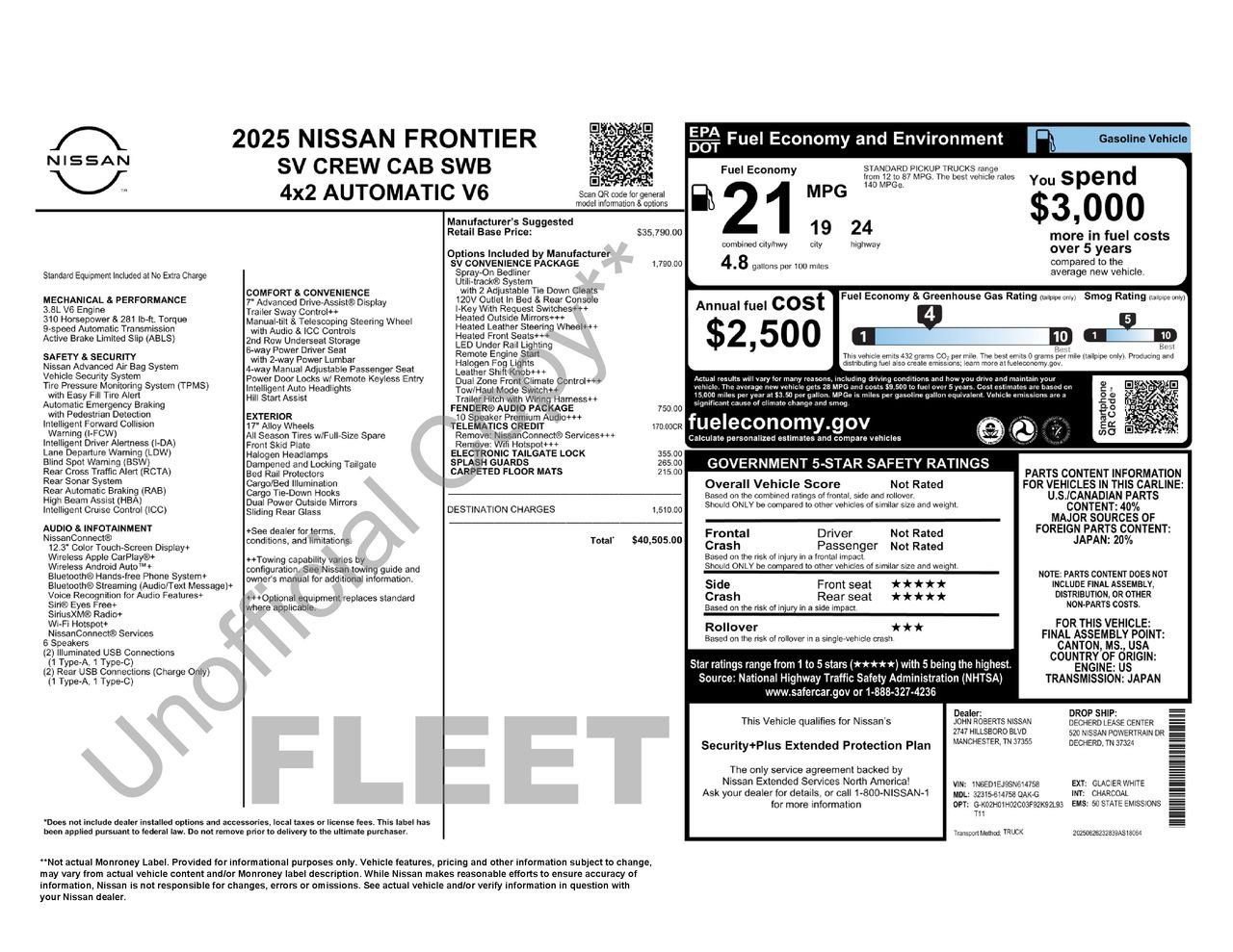 Certified 2025 Nissan Frontier SV w/ SV Convenience Package RWD image 38