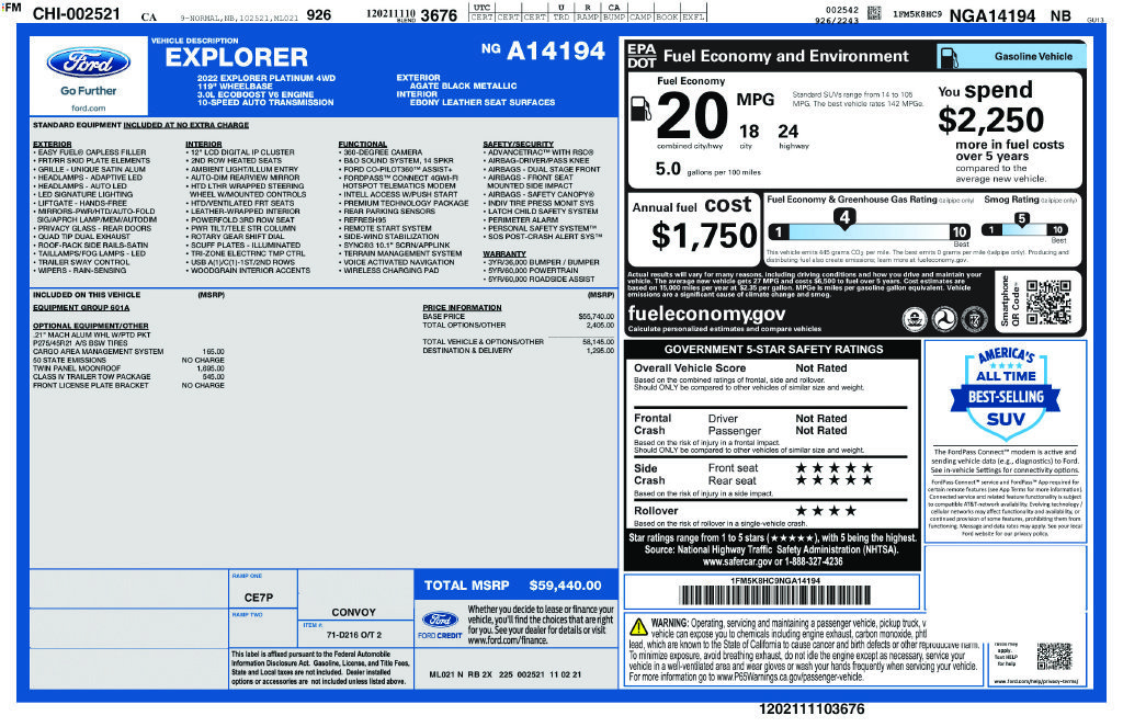 Certified 2022 Ford Explorer Platinum w/ Equipment Group 601A AWD/4WD image 3