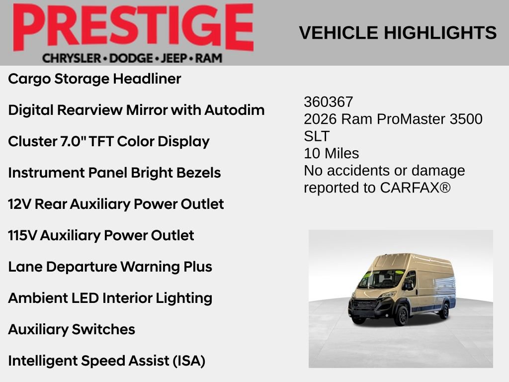 Used 2026 RAM ProMaster 3500 w/ Quick Order Package 22G SLT FWD image 8