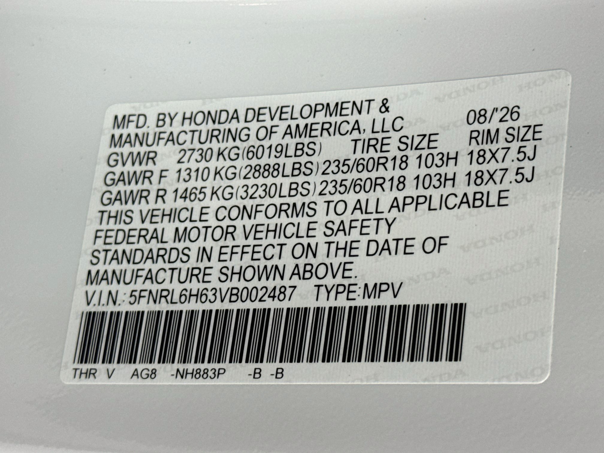 New 2027 Honda Odyssey EX-L image 33