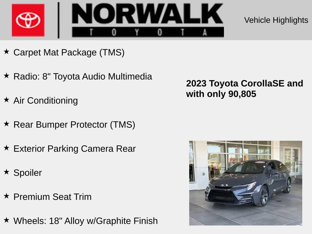 Certified 2023 Toyota Corolla SE w/ Carpet Mat Package (TMS) FWD image 10