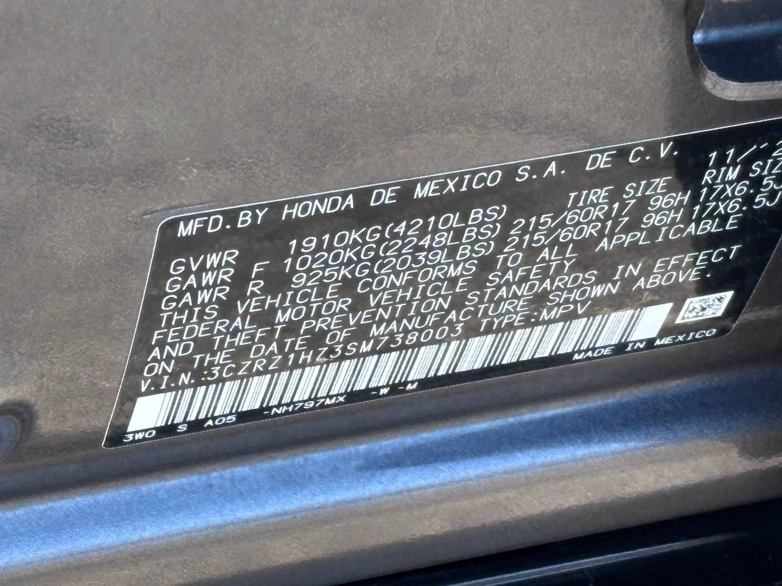 Certified 2025 Honda HR-V EX-L image 35