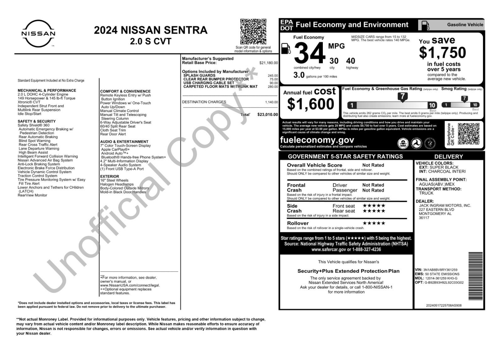 Used 2024 Nissan Sentra S FWD image 46