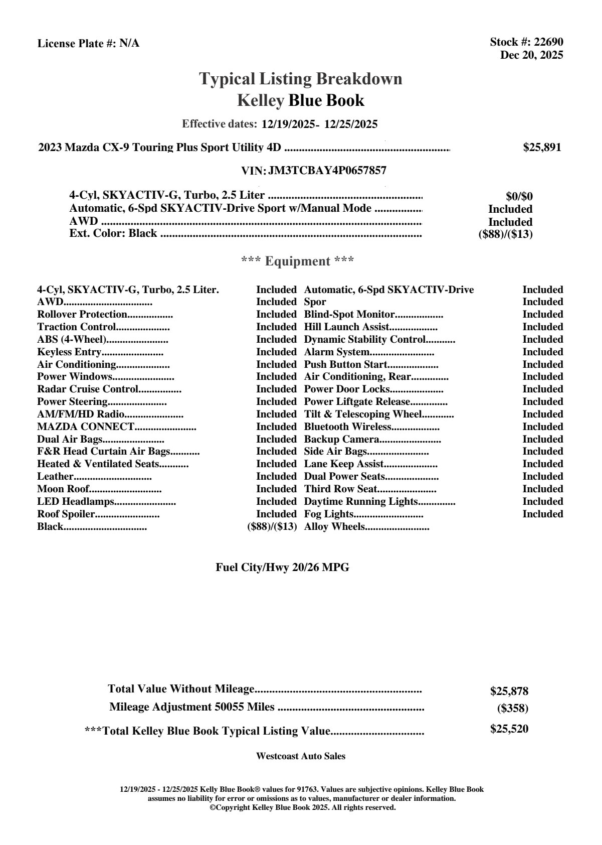 Used 2023 MAZDA CX-9 Touring Plus image 13