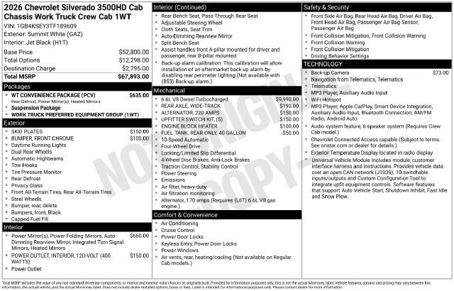 New 2026 Chevrolet Silverado 3500 W/T w/ WT Convenience Package AWD/4WD image 4