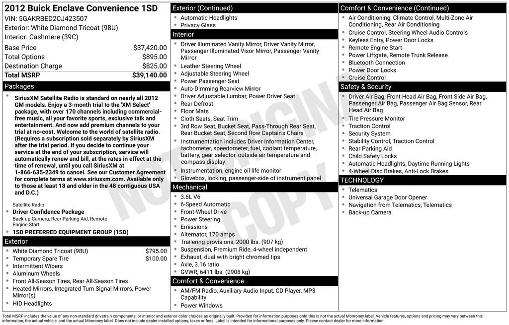 Used 2012 Buick Enclave Convenience image 6