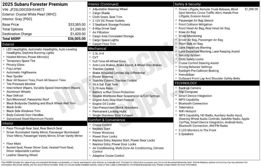 Certified 2025 Subaru Forester Premium AWD/4WD image 9