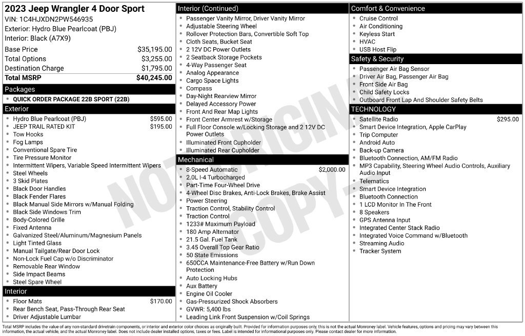 Used 2023 Jeep Wrangler Unlimited Sport AWD/4WD image 3