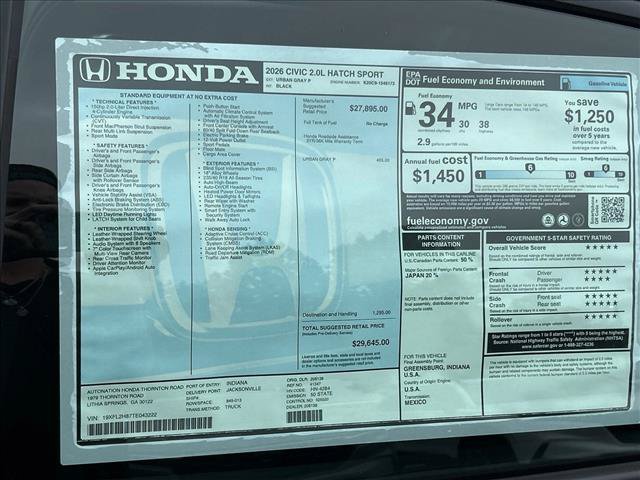 New 2026 Honda Civic Sport image 22