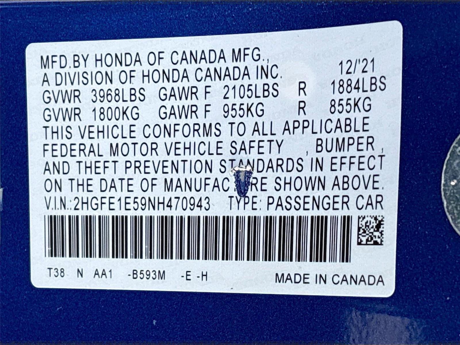 Certified 2022 Honda Civic Si image 35